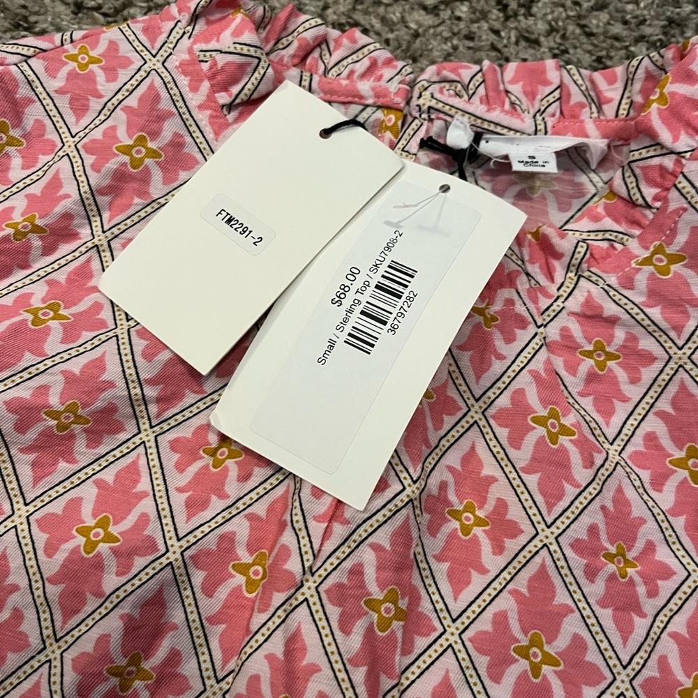 THML Sterling Top - Pink and Yellow Ruffle Sleeve Top - Picture 4 of 4